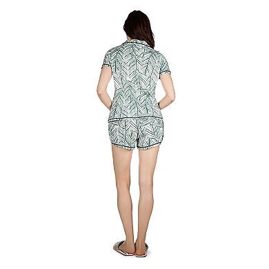 Women's Palm Play Notch Collar Cotton Blend Pajama Set