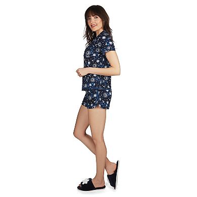 Women's Celestial Notch Collar Shorts Cotton Blend Pajama Set