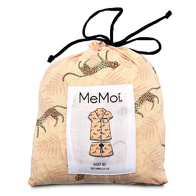 Women's Jungle Cat Notch Collar Cotton Blend Pajama Set