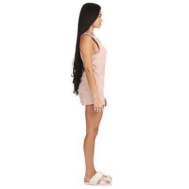 2 Piece Women's Cozy Fleece Tank Top and Shorts Pajama Set