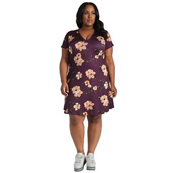 Plus Size Women's Floral Skater Dress