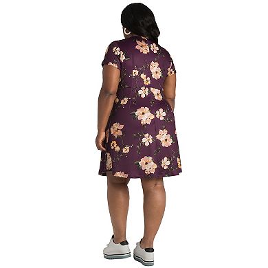 Plus Size Women's Floral Skater Dress