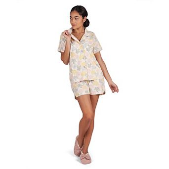 Women's Coral Reef Notch Collar Short Cotton Blend Pajama Set