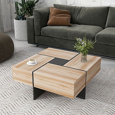 Merax Coffee Table with 4 Hidden Storage Compartments