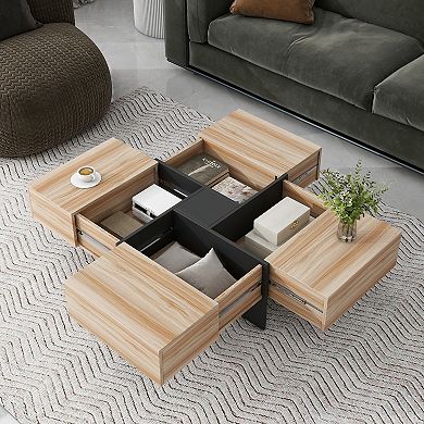 Merax Coffee Table with 4 Hidden Storage Compartments