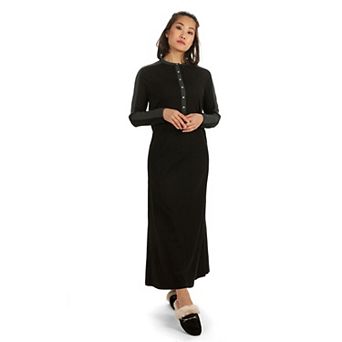 Women's Modest Long Placket Ankle-Length Cotton Blend Gown
