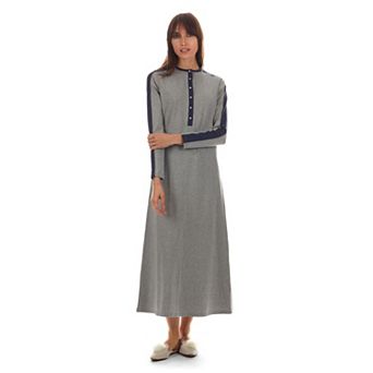 Women's Modest Long Placket Ankle-Length Cotton Blend Gown