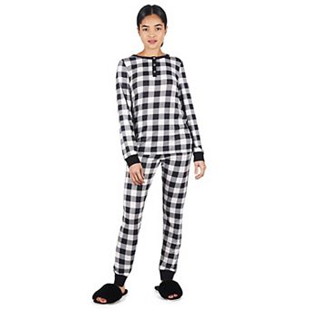 2 pc Women's Buffalo Plaid Long Sleeve Pajama Set