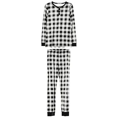 2 Piece Women's Buffalo Plaid Long Sleeve Pajama Set