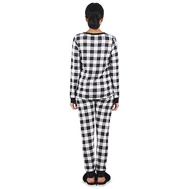 2 Piece Women's Buffalo Plaid Long Sleeve Pajama Set