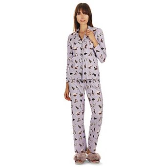 2 pc Women's Crazy Cats Cotton Blend Pajama Set