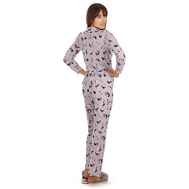 2 Piece Women's Crazy Cats Cotton Blend Pajama Set