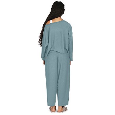 Women's Raw Edge Long Sleeve Shirt and Jogger Pants Set