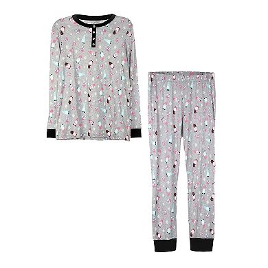 2 Piece Women's Holiday Gnomes Cotton Blend Pajama Set