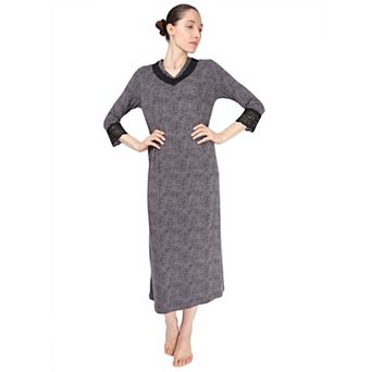 Women's Three Quarter Sleeve Nightgown with Lace Trim