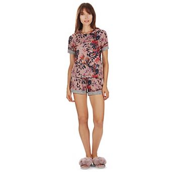 2 pc Women's Floral Paradise T-Shirt and Shorts Pajama Set