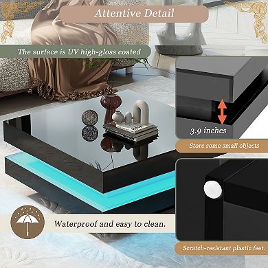 Merax 2-Tier Square Coffee Table， Center Table for Living Room