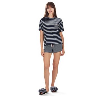 Women's Stripe Tee and Short Cotton Blend Pajama Set
