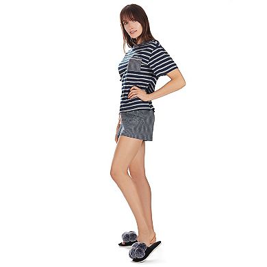 Women's Stripe Tee and Short Cotton Blend Pajama Set