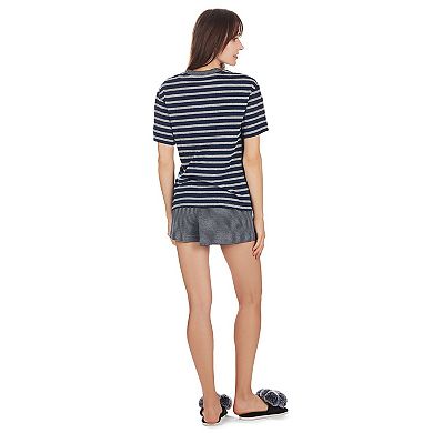 Women's Stripe Tee and Short Cotton Blend Pajama Set