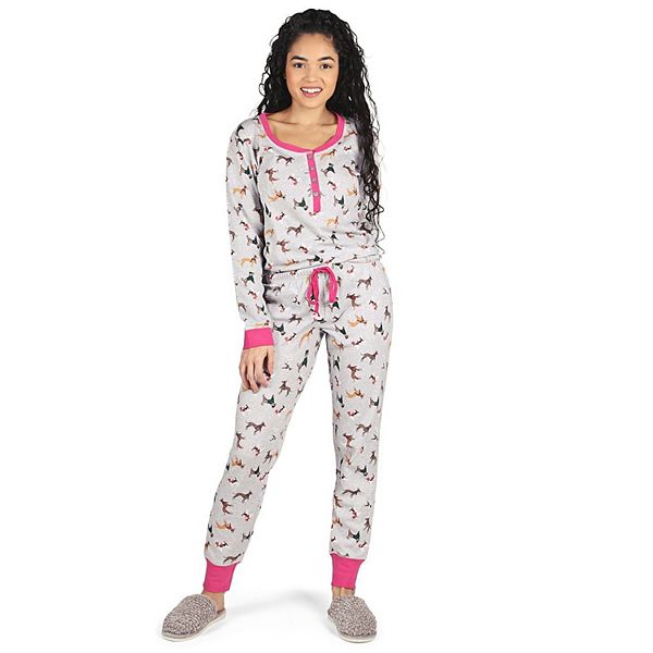 2 Piece Women's Dog Mania Cotton Blend Pajama Set