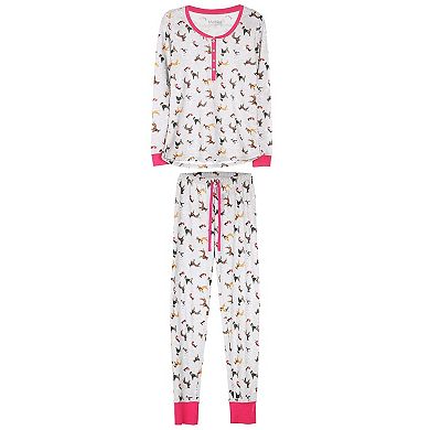 2 Piece Women's Dog Mania Cotton Blend Pajama Set