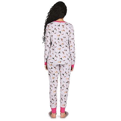 2 Piece Women's Dog Mania Cotton Blend Pajama Set