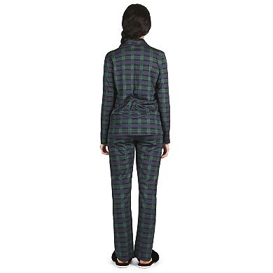 Women's Plaid Notch Collar Cotton Blend Pajama Set