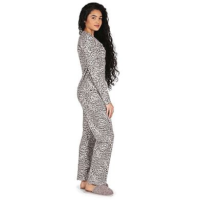 2 Piece Women's Leopard Print Cotton Blend Lounge Set