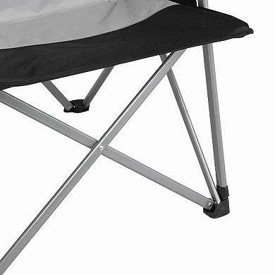 KingCamp Padded Outdoor Camping Lounge Chair with Cupholder & Pocket, Black/Grey