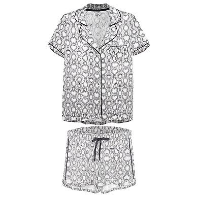 Women's Snake Notch Collar Cotton Blend Pajama Set