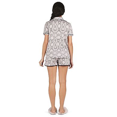 Women's Snake Notch Collar Cotton Blend Pajama Set