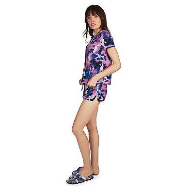 Women's Stardust Tie Dye Notch Collar Cotton Blend Shorts Pajama Set