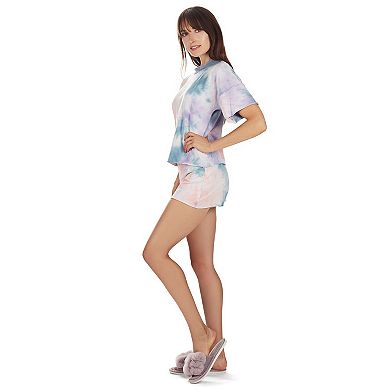 Women's Tie Dye French Terry Cotton Blend Short Set