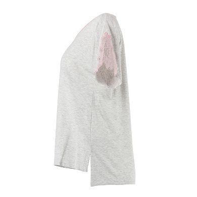 Women's Cotton Blend Lace Trim Short Sleeve Top and Pants Sleep Set