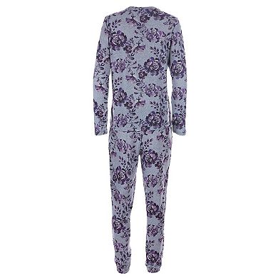 2 Piece Women's Purple Blossom Long Sleeve and Tapered Pant Pajama Set