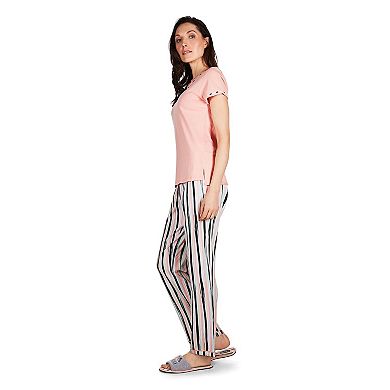 Women's Get Tropical T-shirt And Striped Pants Pajama Set