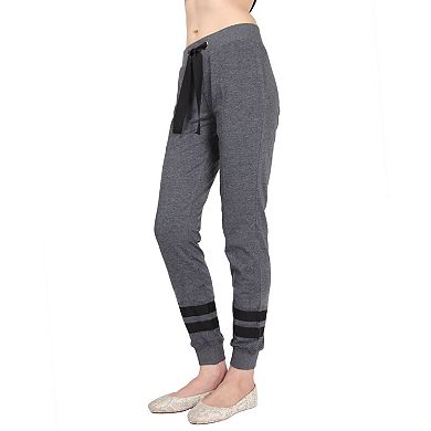 Women's Cotton Blend Jogger Pants with Contrast Ribbon Stripes