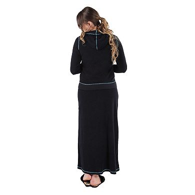 Women's Terry Cloth Cotton Blend Hooded Jacket and Skirt Set