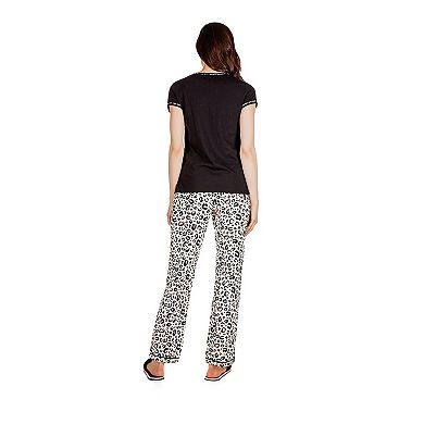 Women's Jungle Cat T-Shirt Cotton Blend Pajama Set