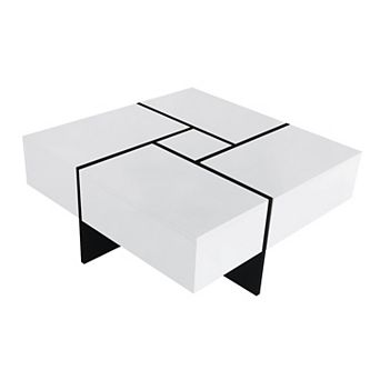Merax Coffee Table with 4 Hidden Storage Compartments