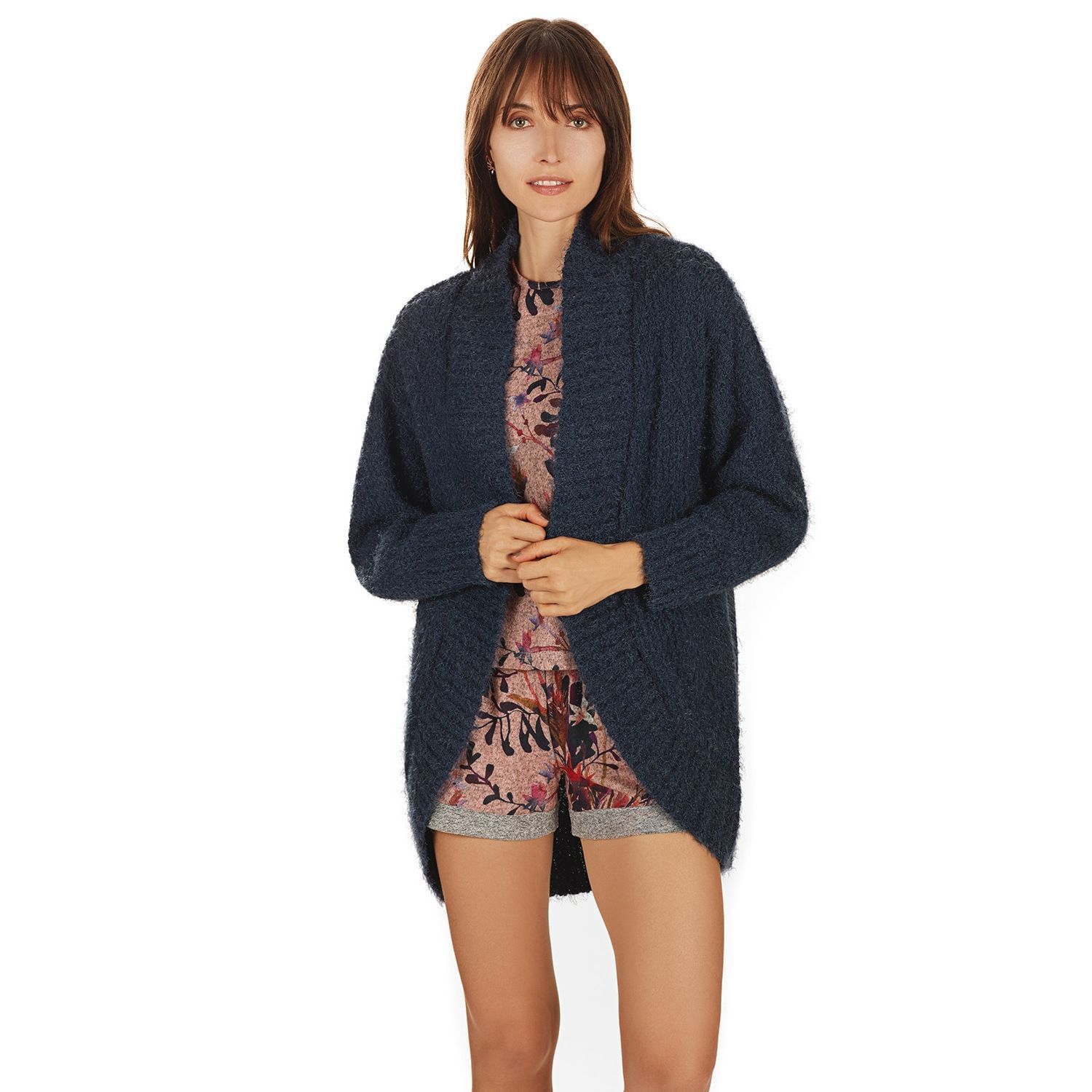 Women's Warm Sweater Knit Short Open-Front Lounge Robe