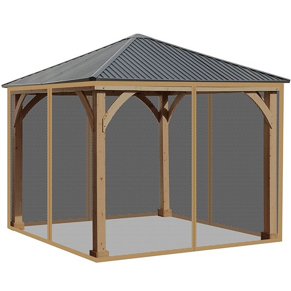 Aoodor Gazebo Netting Polyester Screen Replacement 4 Panel Sidewalls ...