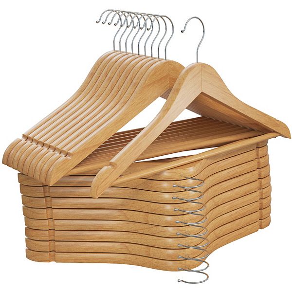 Wooden Hangers 20 Pack Durable Non Slip Coat Hangers Natural Solid Wood Hangers