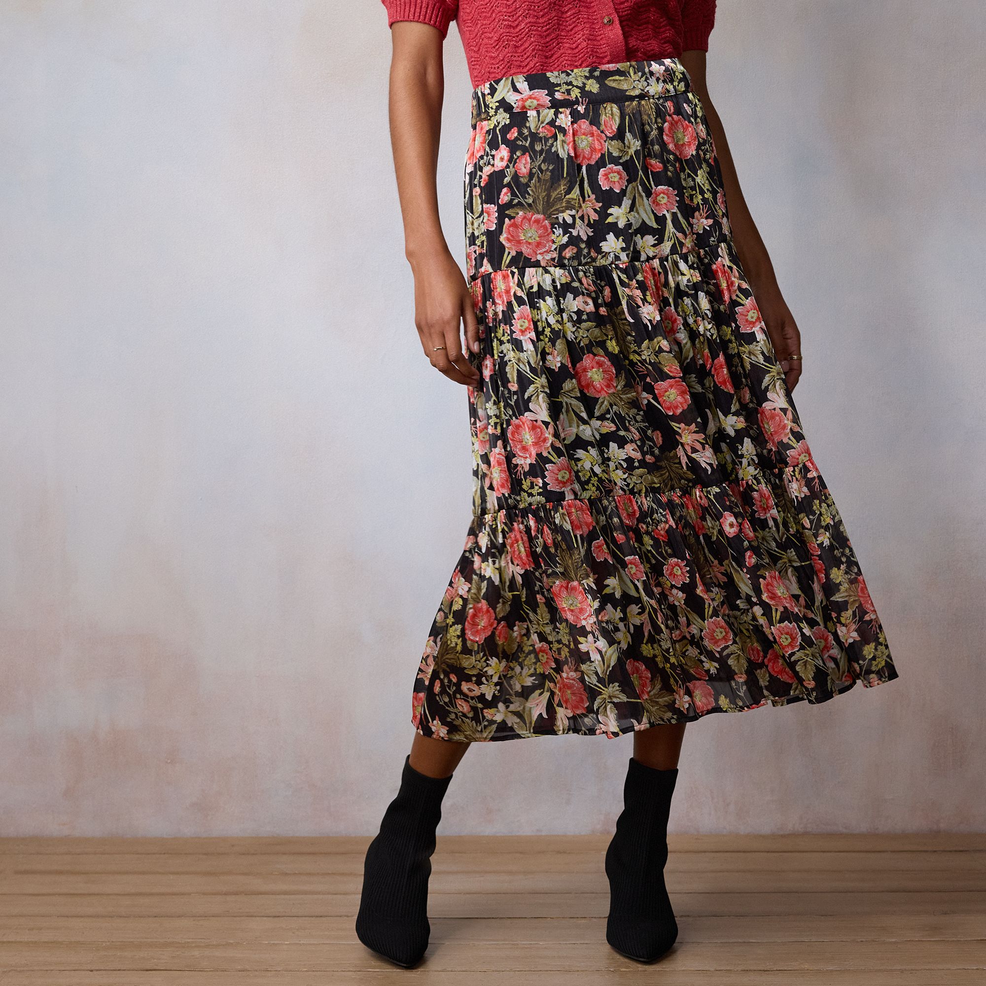 Petite LC Lauren Conrad Three Tier Midi Skirt, Womens, Size: XL Petite, Bl
