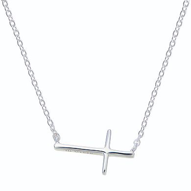 Love This Life Sterling Silver Sideways Cross Necklace