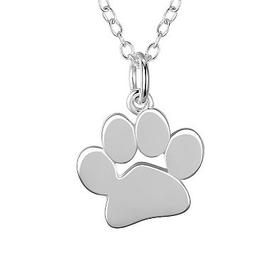 Love This Life Sterling Silver Paw Pendant Necklace
