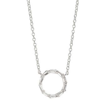 Love This Life Sterling Silver Cubic Zirconia Open Circle Necklace