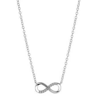 Love This Life Sterling Silver Cubic Zirconia Infinity Necklace