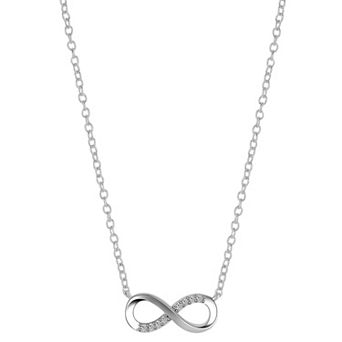 Love This Life Sterling Silver Cubic Zirconia Infinity Necklace
